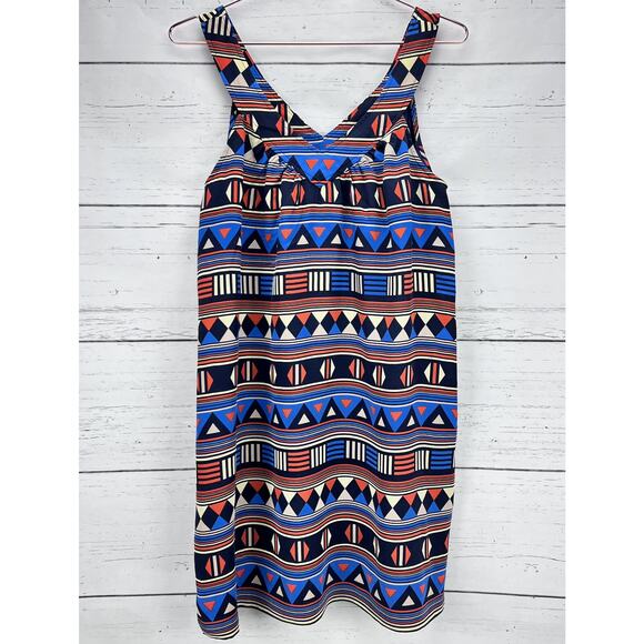 Marc by Marc Jacobs Silk Dress Size Small Aztec Print V Neck Waist Tie Y2K Retro - Picture 12 of 13